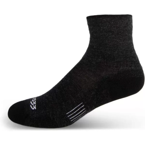 USA Made  Mini Crew Socks  Hiking Socks  Merino Wool  Mountain HeritageS34 Micro  Cushion Black