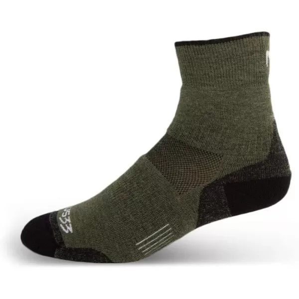 USA Made  Mini Crew Socks  Hiking Socks  Merino Wool  Mountain HeritageS54 Lightweight Olive Drab