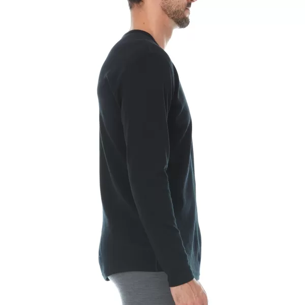 100 Merino Wool  Mens Long Sleeve Crew Shirt  Thermal Base Layer235 Midweight Black