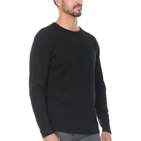 100 Merino Wool  Mens Long Sleeve Crew Shirt  Thermal Base Layer235 Midweight Black