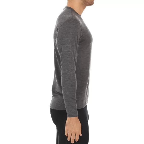 100 Merino Wool  Mens Long Sleeve Crew Shirt  Thermal Base Layer235 Midweight Charcoal Gray