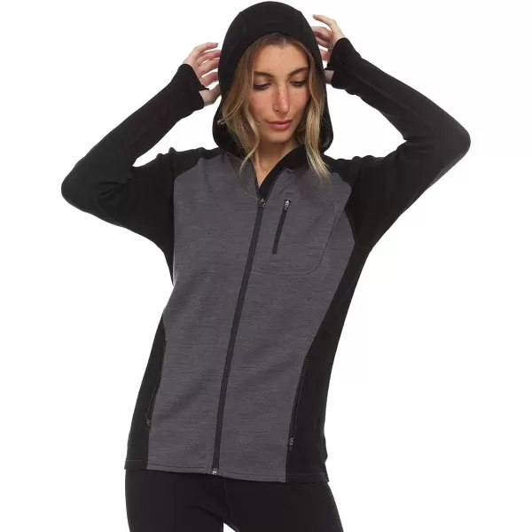 Minus33 Merino Wool Midweight Womens Full Zip Hoodie  No Itch Renewable FabricCharcoal GrayBlack