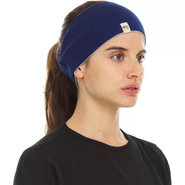 Minus33 Merino Wool Reversible HeadbandAsh GrayNavy Blue