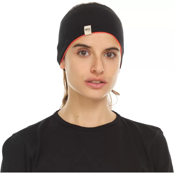 Minus33 Merino Wool Reversible HeadbandBlaze OrangeBlack