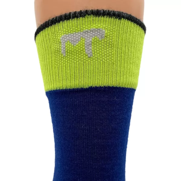 USA Made  Crew Socks  Hiking Socks  Merino Wool  Mountain HeritageS35 Micro  Cushion Blue High Vis