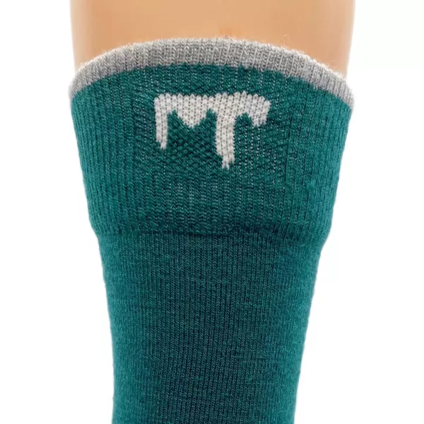 USA Made  Crew Socks  Hiking Socks  Merino Wool  Mountain HeritageS35 Micro  Cushion Teal Green