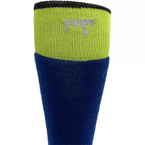 USA Made  Ski and Snowboard Socks  Over the Calf Socks  Merino Wool  Mountain HeritageS59 Lightweight Blue High Vis