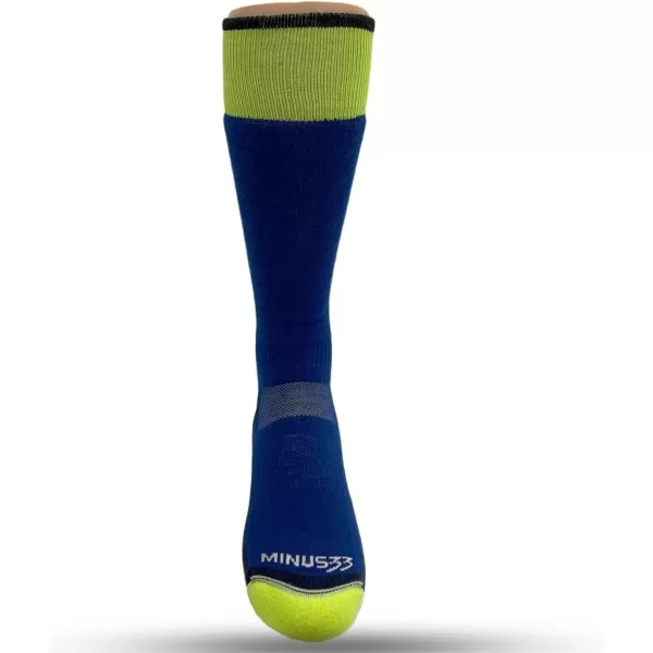 USA Made  Ski and Snowboard Socks  Over the Calf Socks  Merino Wool  Mountain HeritageS59 Lightweight Blue High Vis