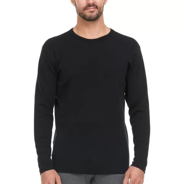 100 Merino Wool  Mens Long Sleeve Crew Shirt  Thermal Base Layer235 Midweight Black