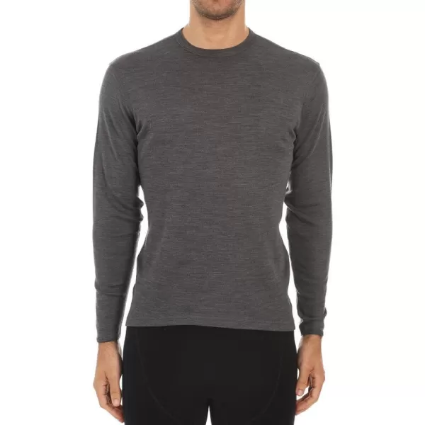 100 Merino Wool  Mens Long Sleeve Crew Shirt  Thermal Base Layer235 Midweight Charcoal Gray