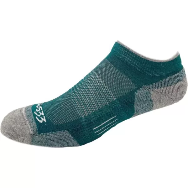 Minus33 Merino Wool Clothing Mountain Heritage Full Cushion No Show Socks Made in USA New HampshireTeal Green