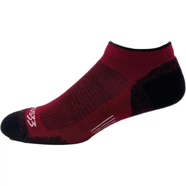 Minus33 Merino Wool Clothing Mountain Heritage Full Cushion No Show Socks Made in USA New HampshireTrue Red