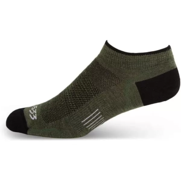 Minus33 Merino Wool Clothing Mountain Heritage No Show Liner Socks Made in USA New HampshireOlive Drab