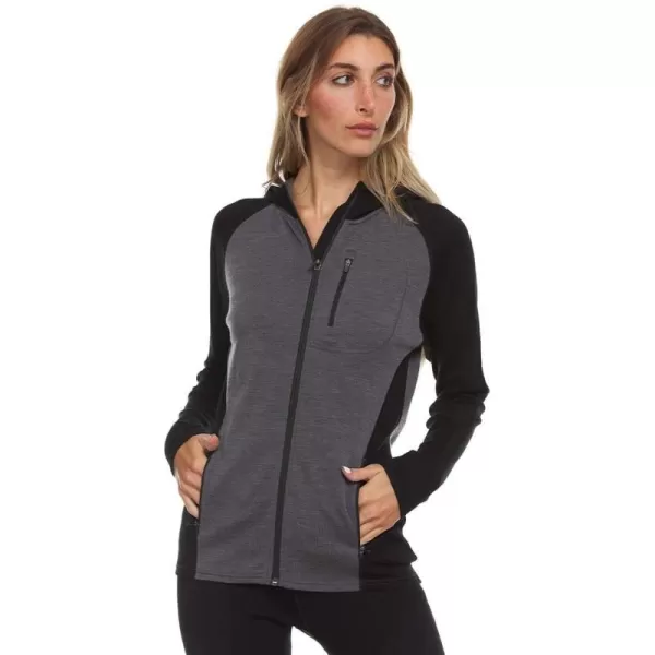 Minus33 Merino Wool Midweight Womens Full Zip Hoodie  No Itch Renewable FabricCharcoal GrayBlack