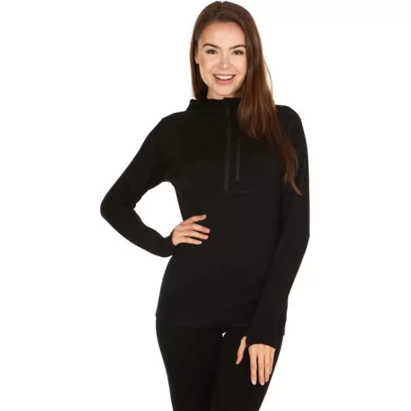 Minus33 Merino Wool Woolverino Womens Micro  Zip Sun HoodieBlack