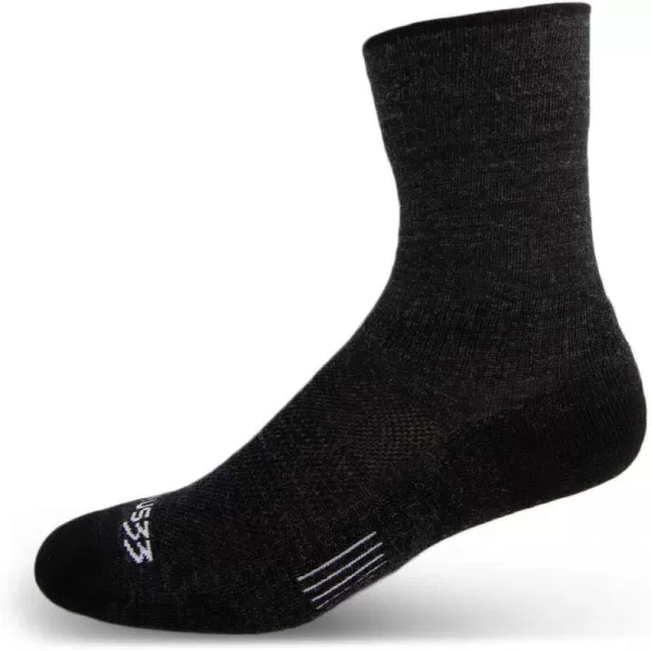 USA Made  Crew Socks  Hiking Socks  Merino Wool  Mountain HeritageS35 Micro  Cushion Black