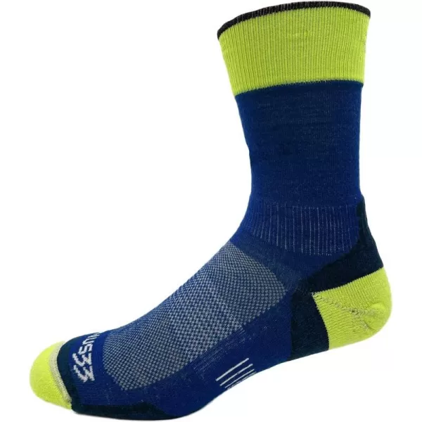 USA Made  Crew Socks  Hiking Socks  Merino Wool  Mountain HeritageS35 Micro  Cushion Blue High Vis