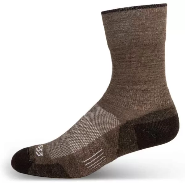 USA Made  Crew Socks  Hiking Socks  Merino Wool  Mountain HeritageS35 Micro  Cushion Coffee