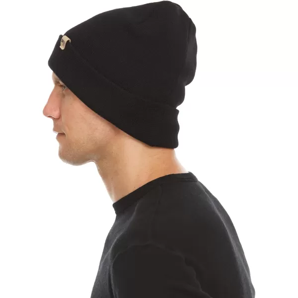 100 Merino Wool Midweight Everyday Knit Cuff Beanie  Warm Winter HatBlack