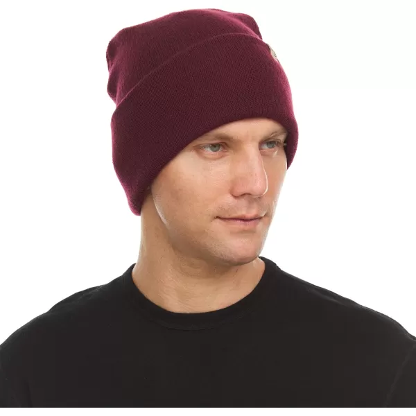 100 Merino Wool Midweight Everyday Knit Cuff Beanie  Warm Winter HatBurgundy