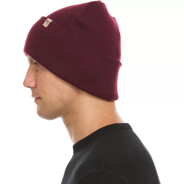 100 Merino Wool Midweight Everyday Knit Cuff Beanie  Warm Winter HatBurgundy