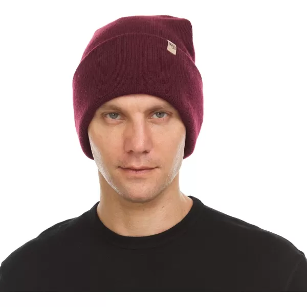 100 Merino Wool Midweight Everyday Knit Cuff Beanie  Warm Winter HatBurgundy