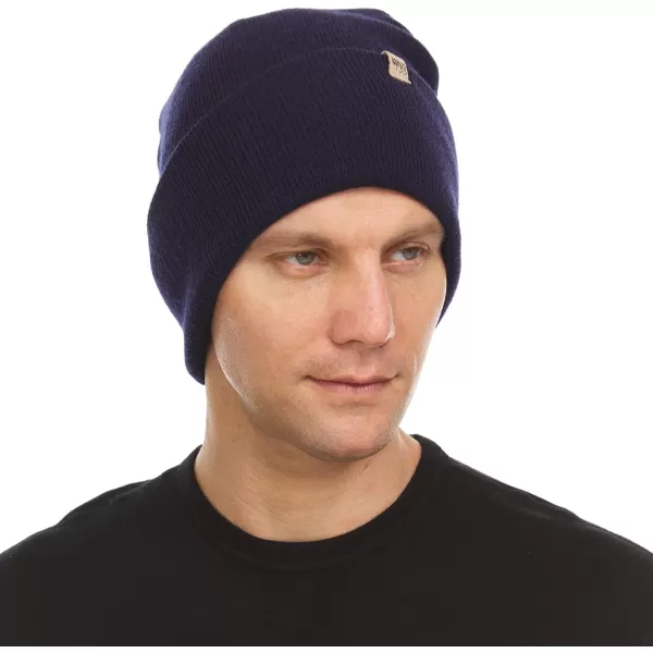 100 Merino Wool Midweight Everyday Knit Cuff Beanie  Warm Winter HatNavy Blue