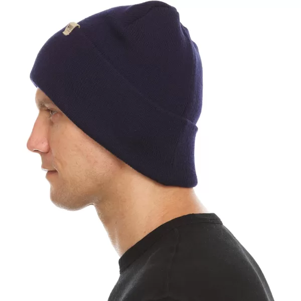 100 Merino Wool Midweight Everyday Knit Cuff Beanie  Warm Winter HatNavy Blue