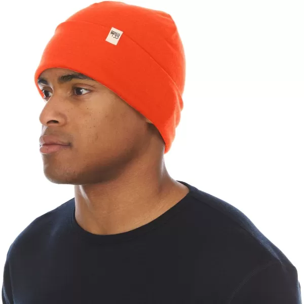 100 Merino Wool Ridge Cuff Beanie  Unisex Warm Winter HatBlaze Orange