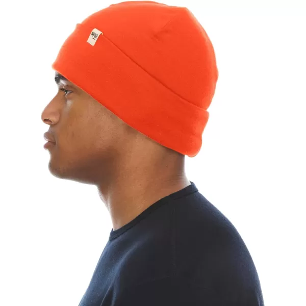 100 Merino Wool Ridge Cuff Beanie  Unisex Warm Winter HatBlaze Orange