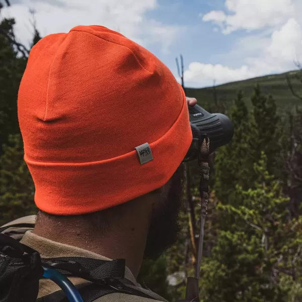 100 Merino Wool Ridge Cuff Beanie  Unisex Warm Winter HatBlaze Orange