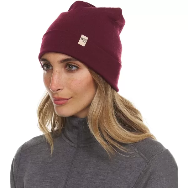 100 Merino Wool Ridge Cuff Beanie  Unisex Warm Winter HatBurgundy