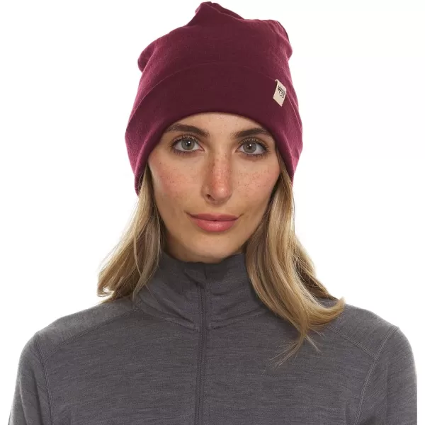 100 Merino Wool Ridge Cuff Beanie  Unisex Warm Winter HatBurgundy