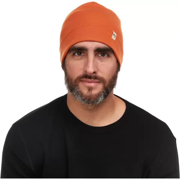 100 Merino Wool Ridge Cuff Beanie  Unisex Warm Winter HatBurnt Orange