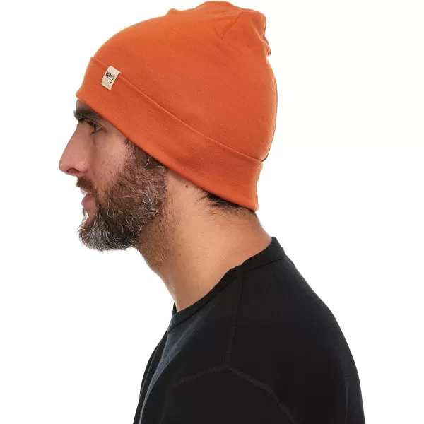 100 Merino Wool Ridge Cuff Beanie  Unisex Warm Winter HatBurnt Orange