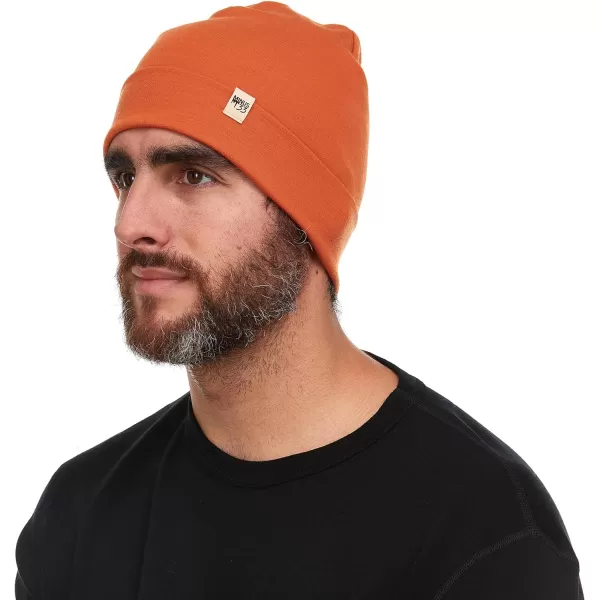 100 Merino Wool Ridge Cuff Beanie  Unisex Warm Winter HatBurnt Orange