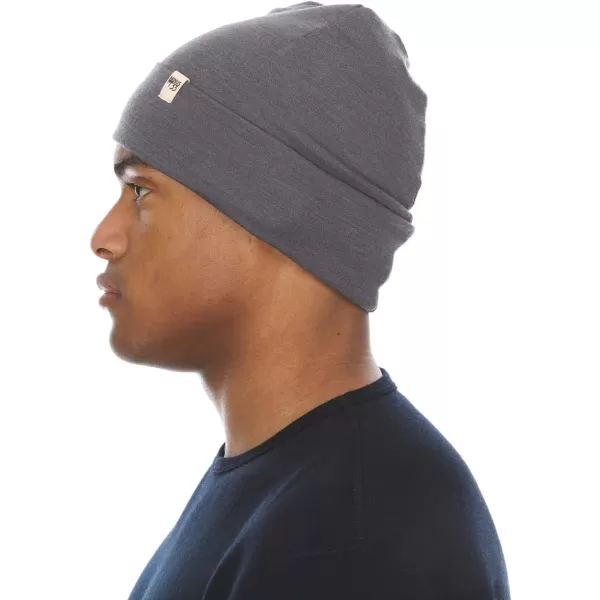 100 Merino Wool Ridge Cuff Beanie  Unisex Warm Winter HatCharcoal Gray