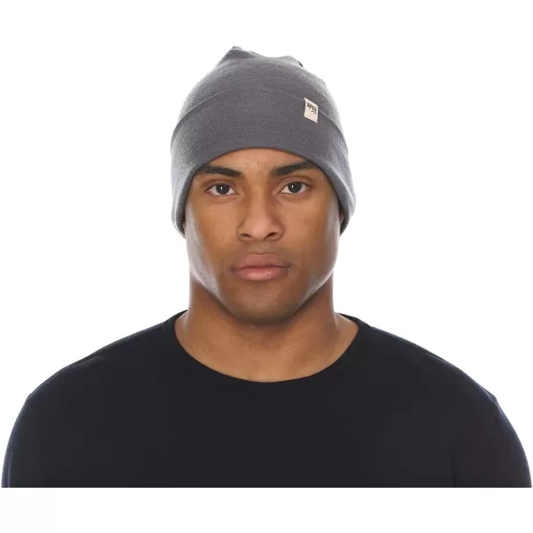 100 Merino Wool Ridge Cuff Beanie  Unisex Warm Winter HatCharcoal Gray