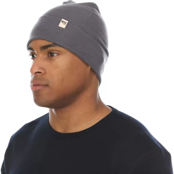 100 Merino Wool Ridge Cuff Beanie  Unisex Warm Winter HatCharcoal Gray