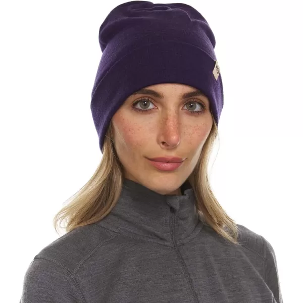 100 Merino Wool Ridge Cuff Beanie  Unisex Warm Winter HatDark Purple