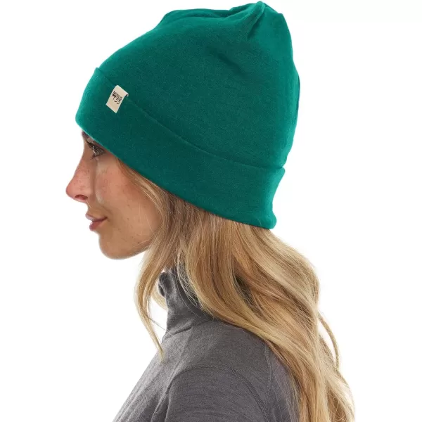 100 Merino Wool Ridge Cuff Beanie  Unisex Warm Winter HatEmerald Green