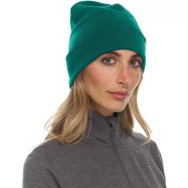 100 Merino Wool Ridge Cuff Beanie  Unisex Warm Winter HatEmerald Green