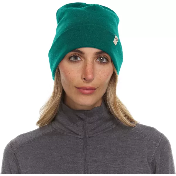 100 Merino Wool Ridge Cuff Beanie  Unisex Warm Winter HatEmerald Green