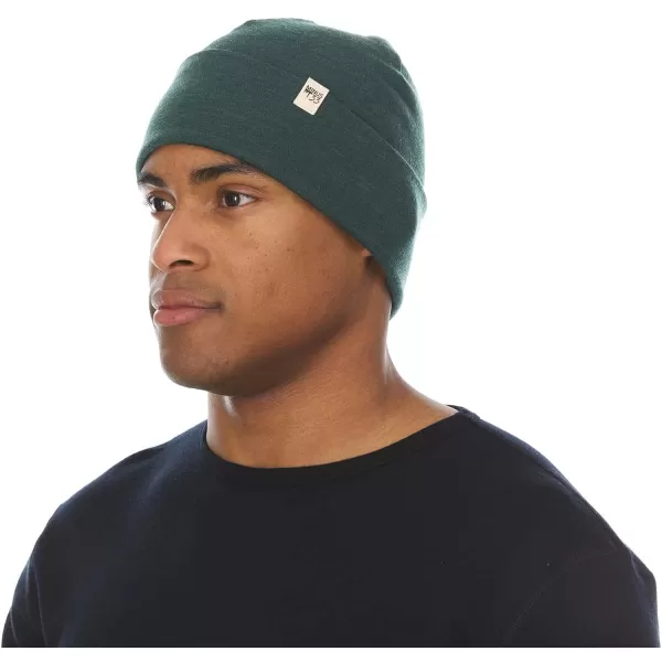 100 Merino Wool Ridge Cuff Beanie  Unisex Warm Winter HatForest Green