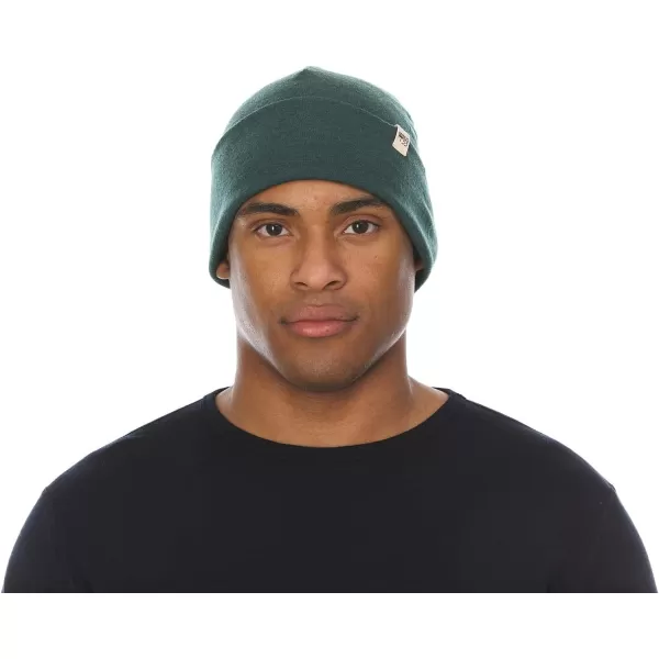 100 Merino Wool Ridge Cuff Beanie  Unisex Warm Winter HatForest Green