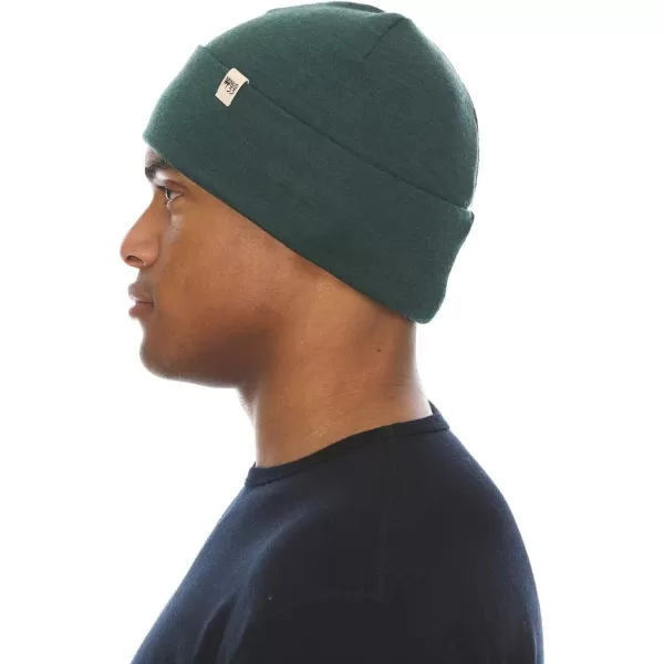 100 Merino Wool Ridge Cuff Beanie  Unisex Warm Winter HatForest Green