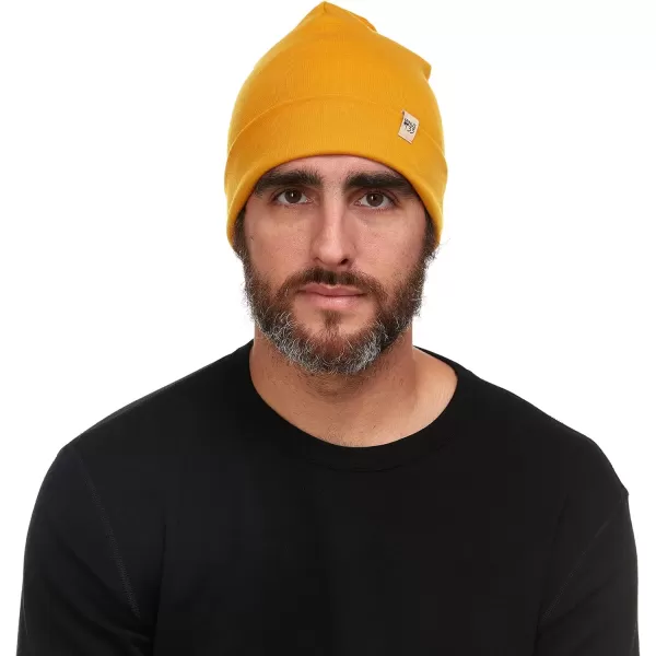 100 Merino Wool Ridge Cuff Beanie  Unisex Warm Winter HatGold