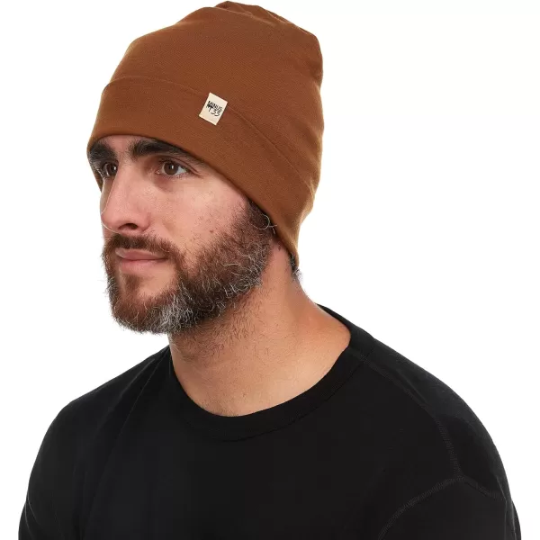 100 Merino Wool Ridge Cuff Beanie  Unisex Warm Winter HatGolden Brown