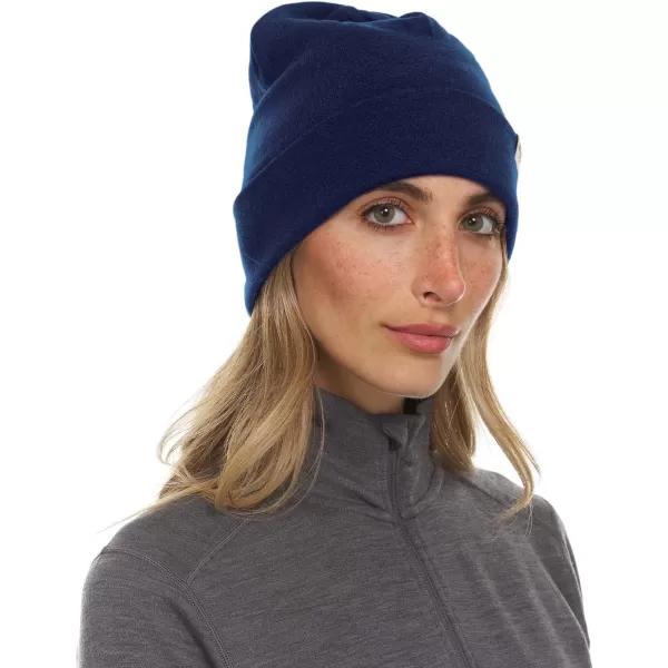 100 Merino Wool Ridge Cuff Beanie  Unisex Warm Winter HatNavy Blue