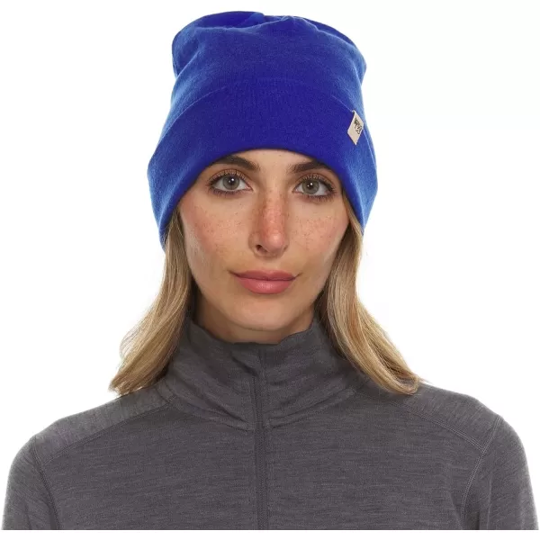 100 Merino Wool Ridge Cuff Beanie  Unisex Warm Winter HatRoyal Blue